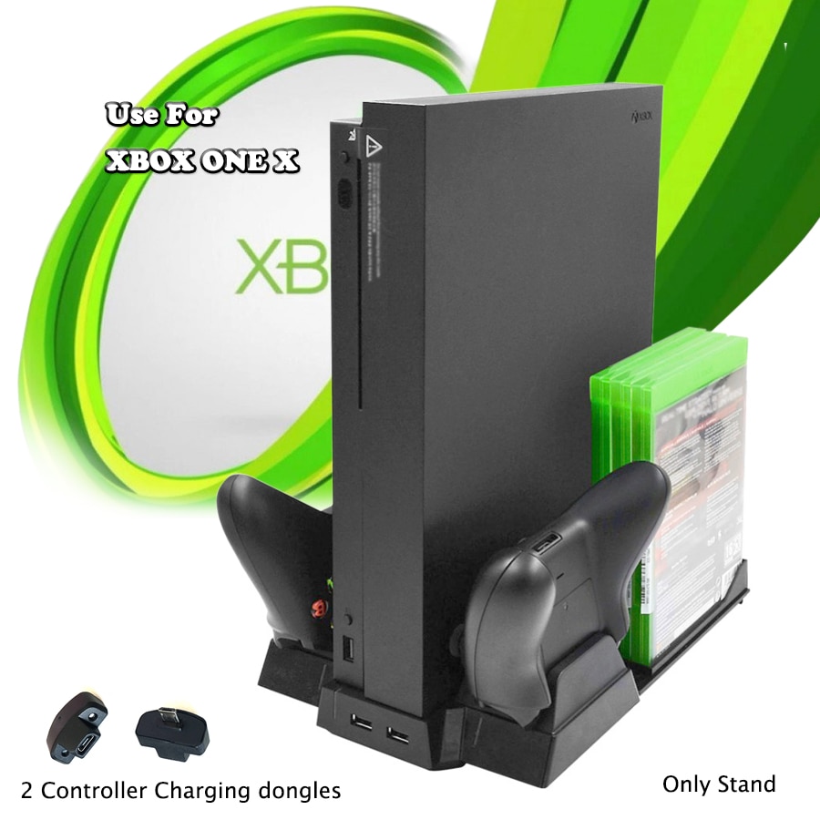 Xbox one X 컨트롤러용 콘솔 스토리지 브래킷, 충전기 도킹 스테이션 및 콘솔 쿨링 스탠드 Xbox One X 게임 디스크 랙